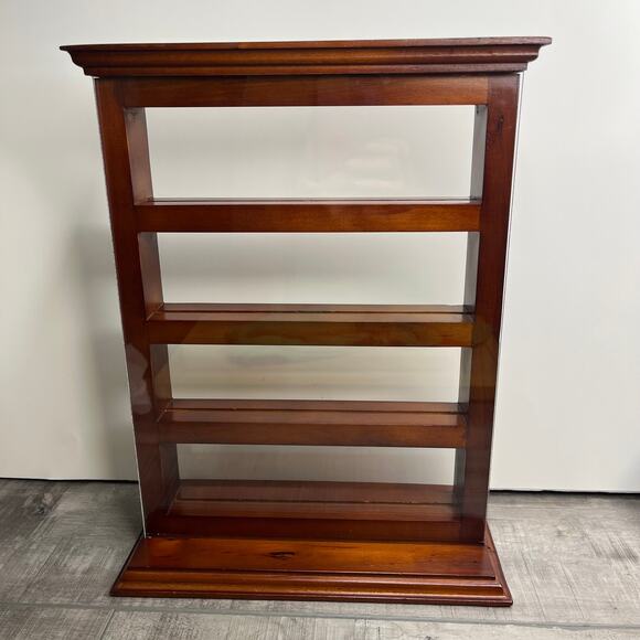 Challenge Coin Red Wood Finish Display Stand Shelf Holds 12-16 coins 13x9x5 - Picture 1 of 8